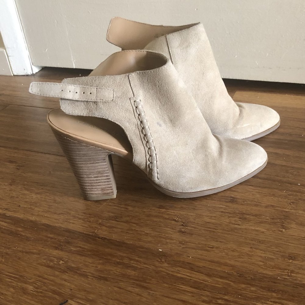 Franco Sarto Closed Toe Platform Slingbacks in Tan